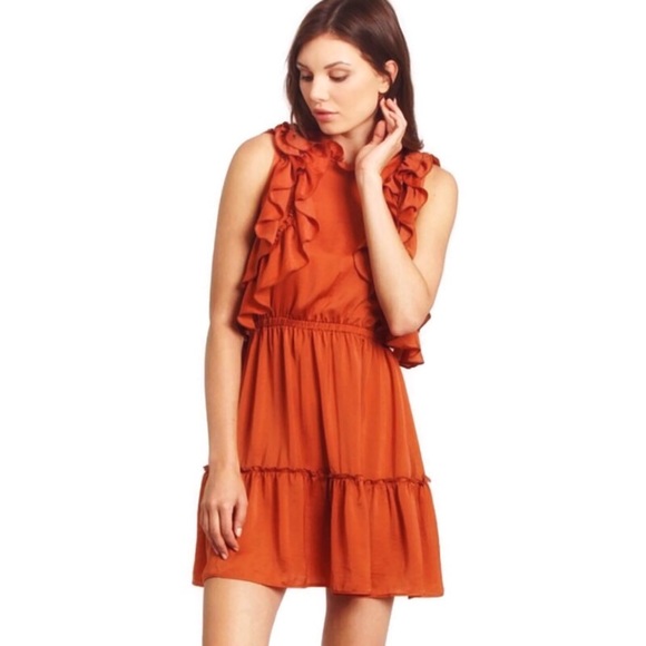 Burnt orange ruffle dress Clearance